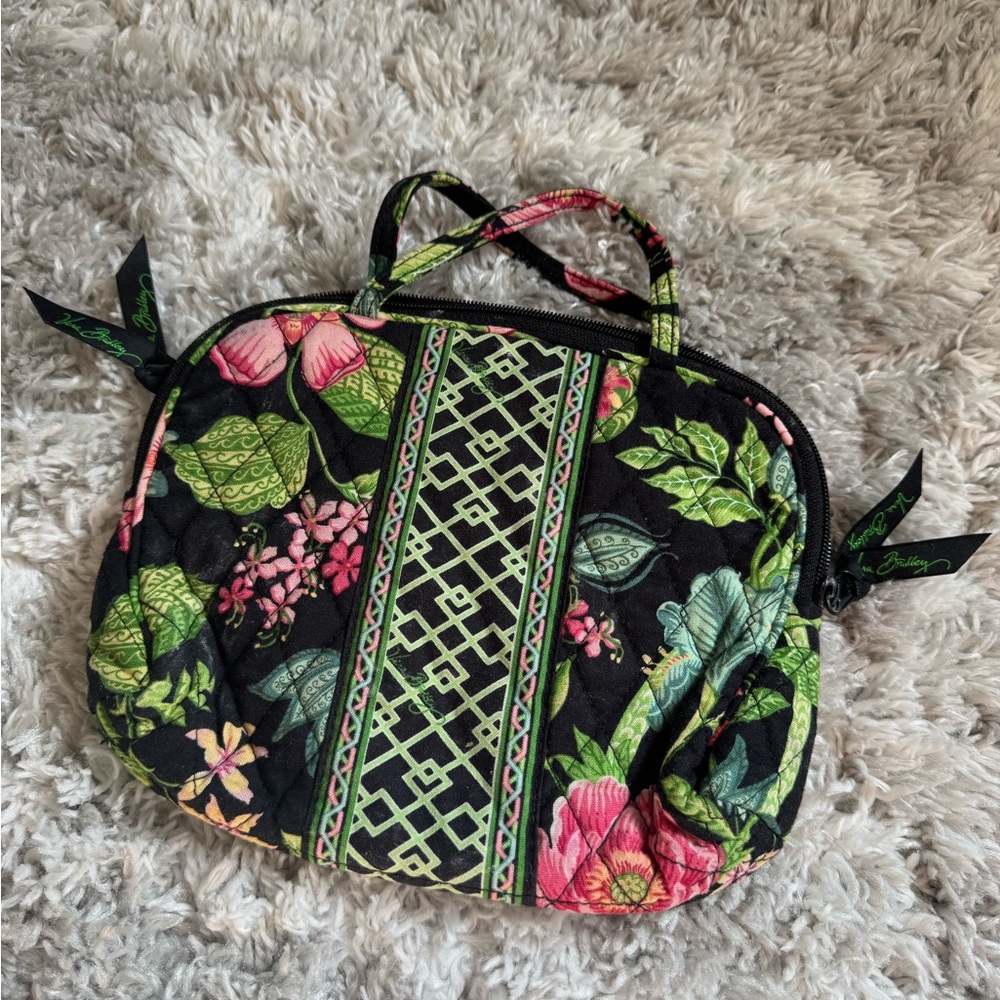 Vera Bradley Black and Green Floral Cosmetic Bag